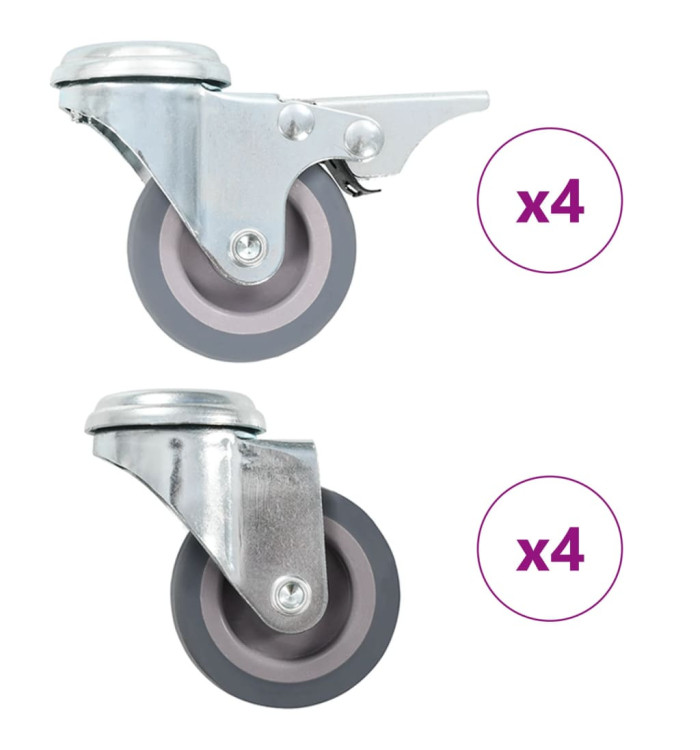 8 pcs Roulettes pivotantes à trou de boulon 50 mm | Mobilier & Déco