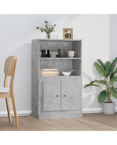 Buffet haut gris béton 60x35,5x103,5 cm bois d'ingénierie | Mobilier & Déco