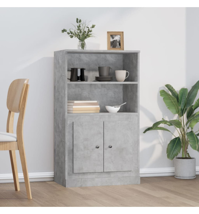 Buffet haut gris béton 60x35,5x103,5 cm bois d'ingénierie | Mobilier & Déco