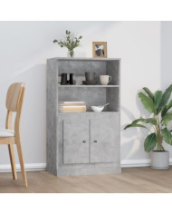 Buffet haut gris béton 60x35,5x103,5 cm bois d'ingénierie | Mobilier & Déco