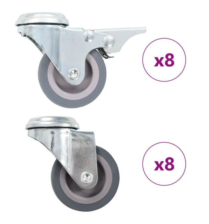 16 pcs Roulettes pivotantes à trou de boulon 50 mm | Mobilier & Déco