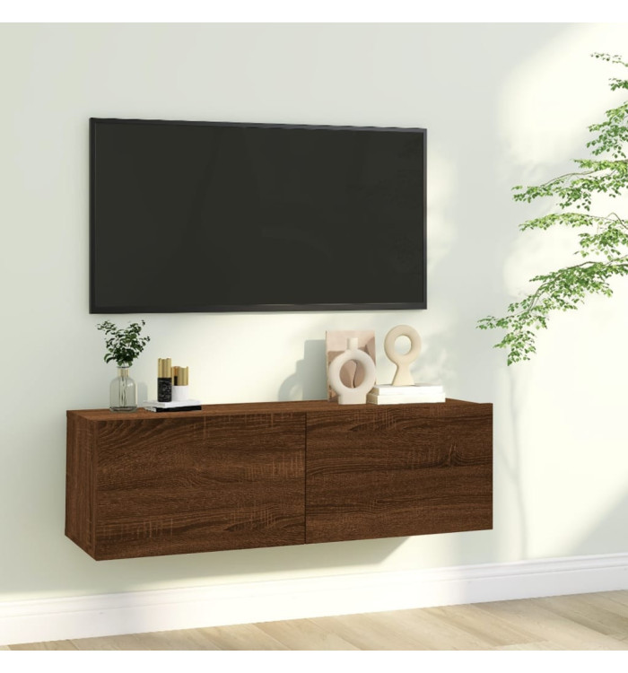 Armoire murale TV Chêne marron 100x30x30 cm Bois d'ingénierie | Mobilier & Déco