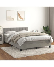 Sommier à lattes de lit et matelas Gris clair 140x200cm Velours | Mobilier & Déco
