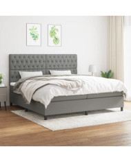 Sommier à lattes de lit avec matelas Gris foncé 200x200cm Tissu | Mobilier & Déco