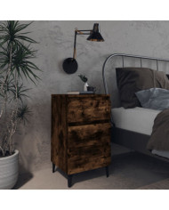Table de chevet avec pieds en métal Chêne fumé 40x35x69 cm | Mobilier & Déco