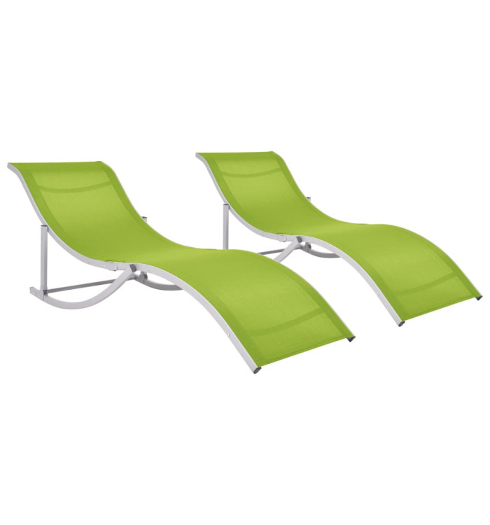 Chaises longues pliables 2 pcs Vert Textilène | Mobilier & Déco