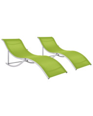 Chaises longues pliables 2 pcs Vert Textilène | Mobilier & Déco