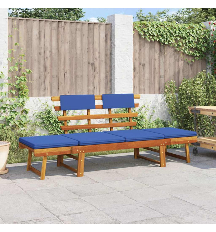 Banc de jardin avec coussins 2-en-1 190 cm Bois solide d'acacia | Mobilier & Déco