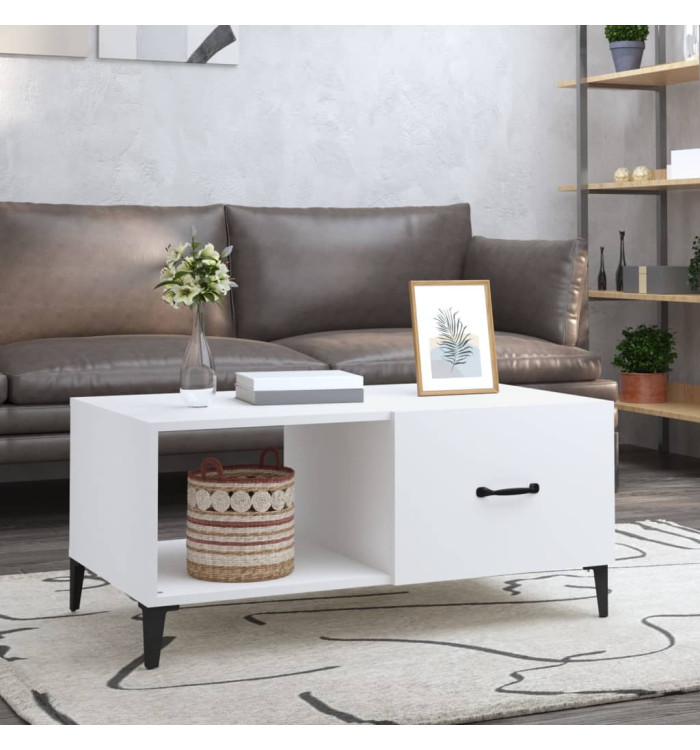 Table basse blanc 90x50x40 cm bois d'ingénierie | Mobilier & Déco