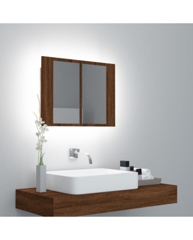 Armoire à miroir LED Chêne marron 60x12x45 cm Bois d'ingénierie | Mobilier & Déco