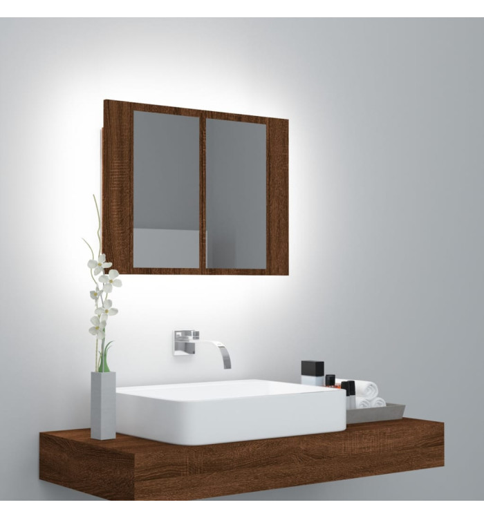 Armoire à miroir LED Chêne marron 60x12x45 cm Bois d'ingénierie | Mobilier & Déco