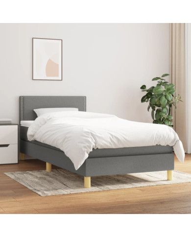 Sommier à lattes de lit et matelas Gris foncé 90x190 cm Tissu | Mobilier & Déco