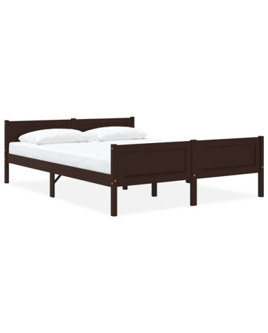 Cadre de lit sans matelas pin massif marron foncé 140x200 cm | Mobilier & Déco