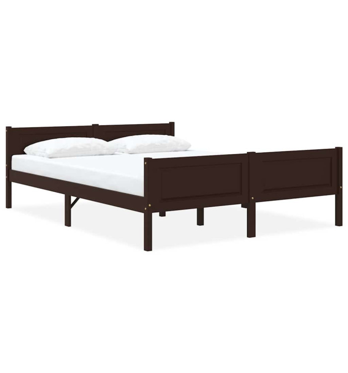 Cadre de lit sans matelas pin massif marron foncé 140x200 cm | Mobilier & Déco