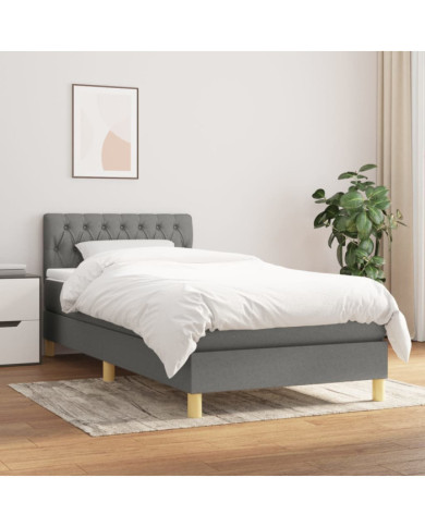 Sommier à lattes de lit et matelas Gris foncé 90x190 cm Tissu | Mobilier & Déco