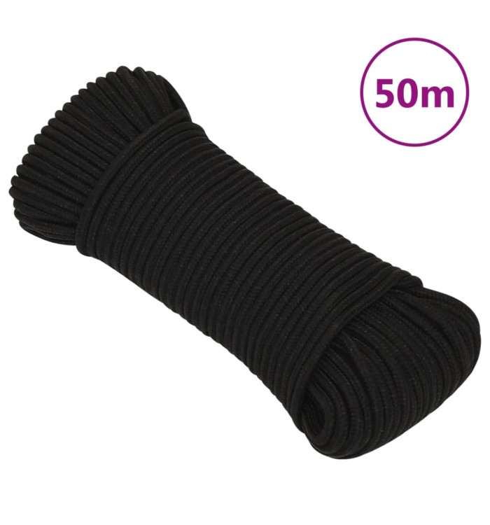 Corde de travail Noir 4 mm 50 m Polyester | Mobilier & Déco