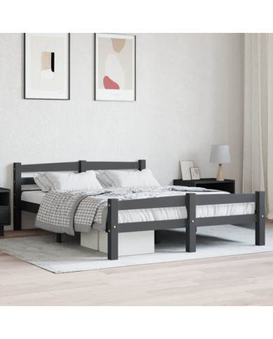 Cadre de lit sans matelas gris foncé pin massif 140x200 cm | Mobilier & Déco