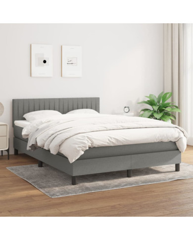 Sommier à lattes de lit avec matelas Gris foncé 140x190cm Tissu | Mobilier & Déco