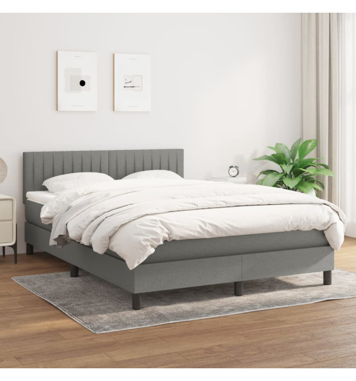 Sommier à lattes de lit avec matelas Gris foncé 140x190cm Tissu | Mobilier & Déco