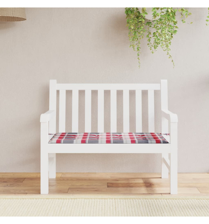 Coussin de banc de jardin motif à carreaux rouges 100x50x3cm | Mobilier & Déco