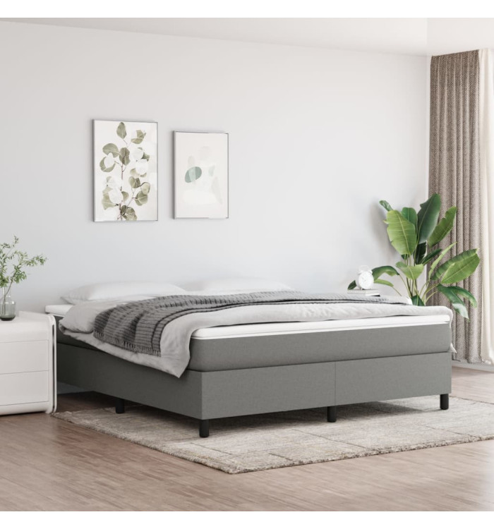 Sommier à lattes de lit avec matelas Gris foncé 180x200cm Tissu | Mobilier & Déco