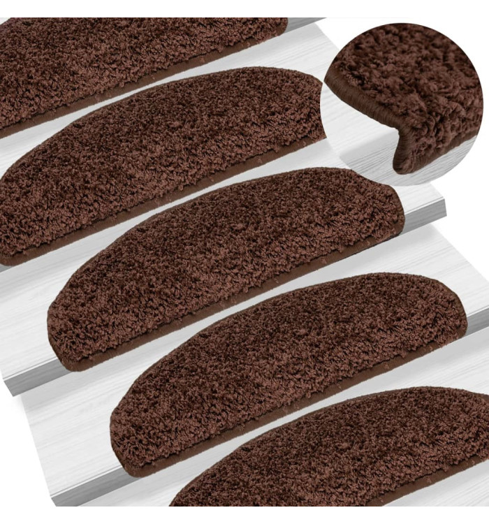 Tapis d'escalier 10 pcs 65x21x4 cm Marron | Mobilier & Déco