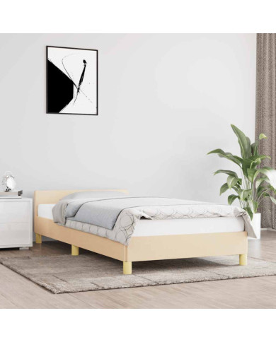 Cadre de lit avec tête de lit sans matelas crème 90x200cm tissu | Mobilier & Déco