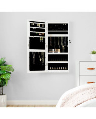 Armoire à bijoux avec miroir et éclairage LED mural blanc | Mobilier & Déco