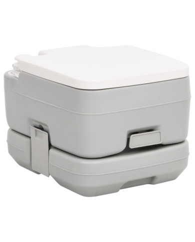 Toilette de camping portable gris et blanc 10+10 L PEHD | Mobilier & Déco
