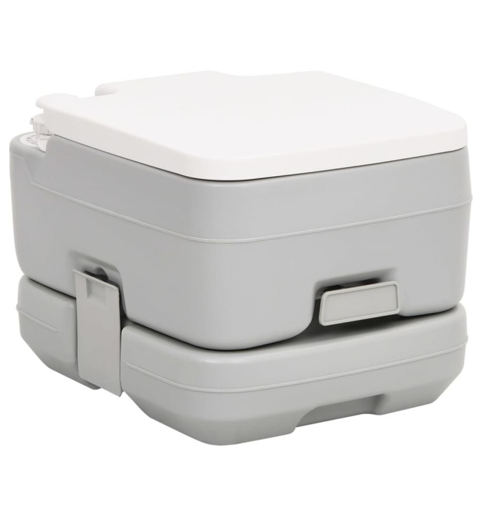 Toilette de camping portable gris et blanc 10+10 L PEHD | Mobilier & Déco