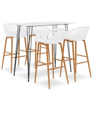Ensemble de bar 5 pcs Blanc | Mobilier & Déco