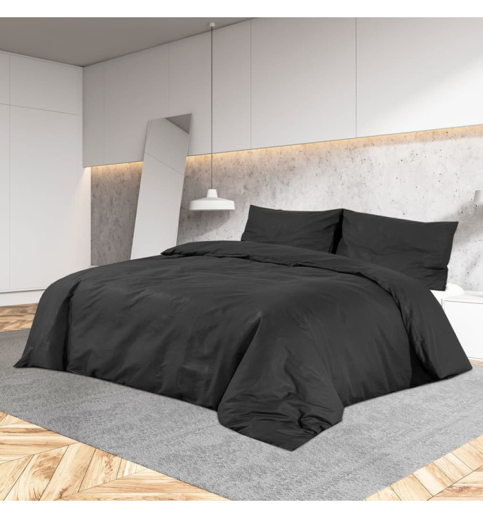 Ensemble de housse de couette Noir 155x220 cm Microfibre légère | Mobilier & Déco