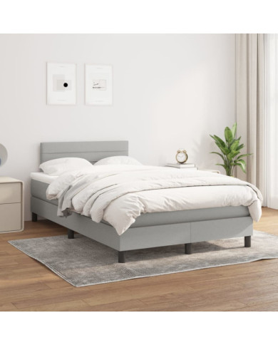 Sommier à lattes de lit avec matelas Gris clair 120x200cm Tissu | Mobilier & Déco