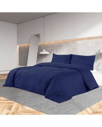Ensemble de housse de couette Bleu marine 200x200 cm Coton | Mobilier & Déco