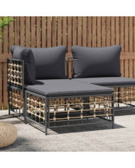 Tabouret de jardin avec coussin gris foncé résine tressée | Mobilier & Déco