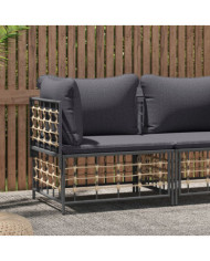 Canapé d'angle de jardin avec coussin gris foncé résine tressée | Mobilier & Déco