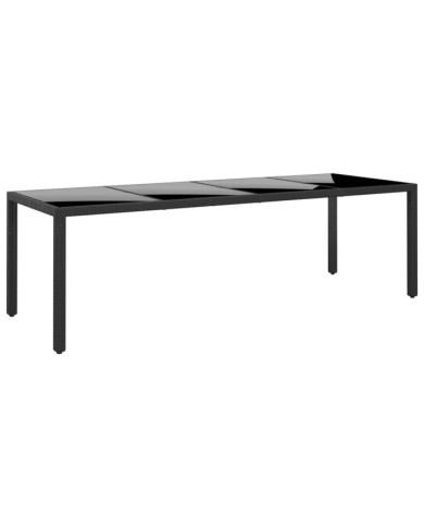 Table de jardin 250x100x75 cm Verre trempé et Résine tressée | Mobilier & Déco