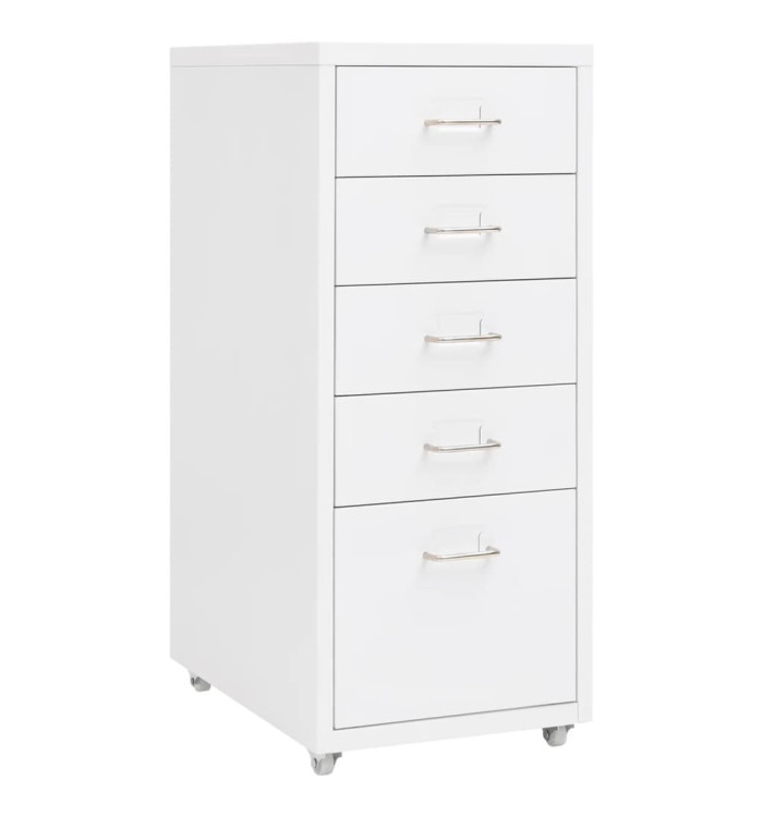 Classeur mobile Blanc 28x41x69 cm Métal | Mobilier & Déco
