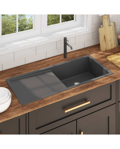 Évier de cuisine fait main Noir Acier inoxydable | Mobilier & Déco