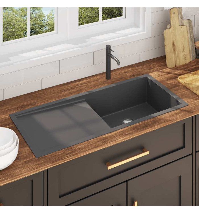 Évier de cuisine fait main Noir Acier inoxydable | Mobilier & Déco