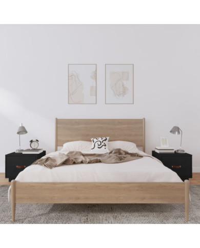 Tables de chevet 2 pcs Noir 40x34x35 cm Bois de pin massif | Mobilier & Déco