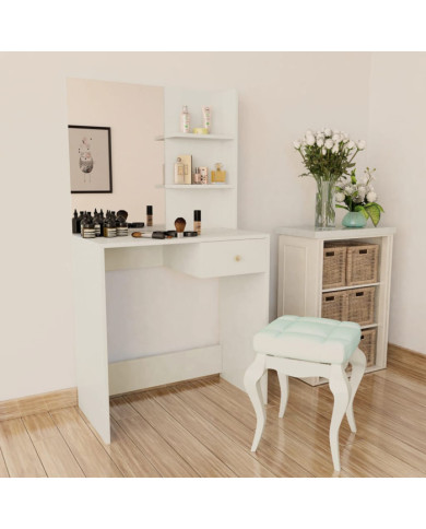Coiffeuse Bois d’ingénierie 75x40x141 cm Blanc | Mobilier & Déco
