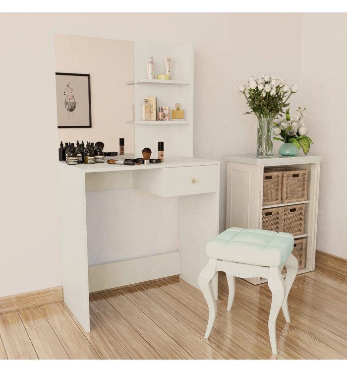 Coiffeuse Bois d’ingénierie 75x40x141 cm Blanc | Mobilier & Déco