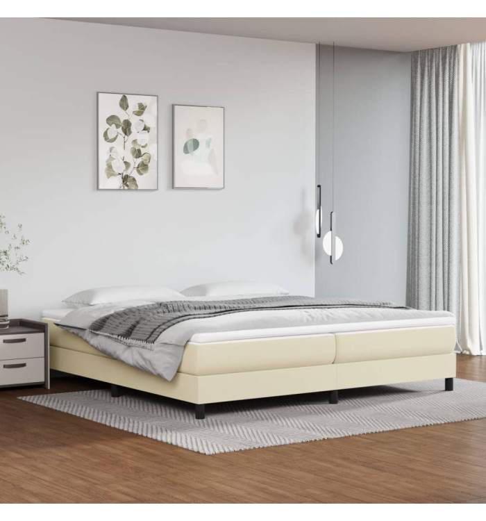 Cadre de lit sans matelas crème 200x200 cm similicuir | Mobilier & Déco