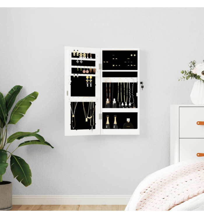 Armoire à bijoux avec miroir murale blanc 30x8,5x67 cm | Mobilier & Déco