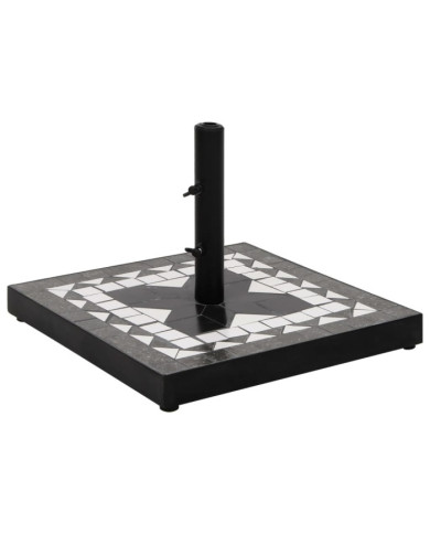 Base de parasol noir et blanc carré 12 kg | Mobilier & Déco