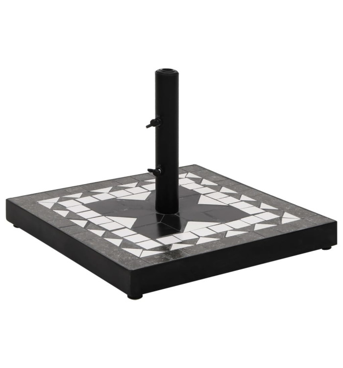 Base de parasol noir et blanc carré 12 kg | Mobilier & Déco