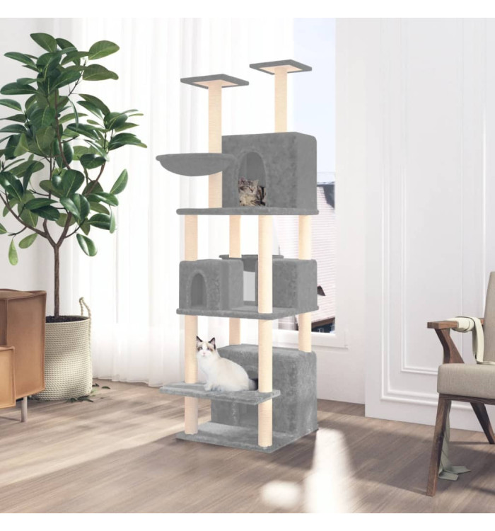 Arbre à chat avec griffoirs en sisal Gris clair 180 cm | Mobilier & Déco