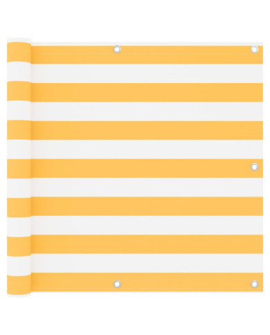 Écran de balcon Blanc et jaune 90x500 cm Tissu Oxford | Mobilier & Déco