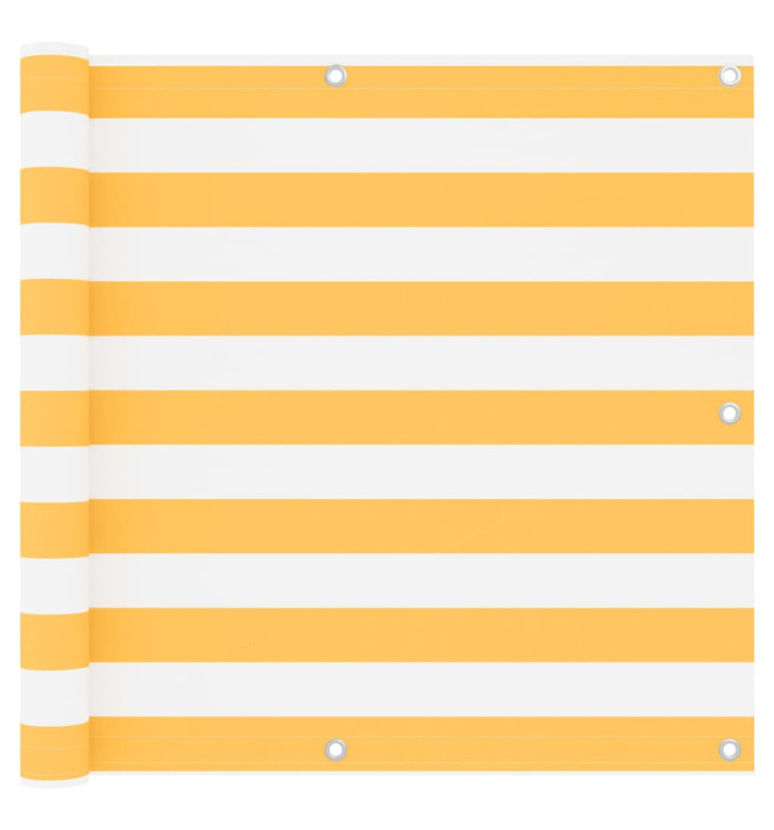 Écran de balcon Blanc et jaune 90x500 cm Tissu Oxford | Mobilier & Déco